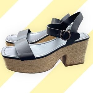 MIA Black Strappy Open Toe Black Platform Sandals Size 9